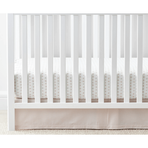 Ditsy Gingham Classic Cool Organic Cotton Percale Tailored Crib Skirt