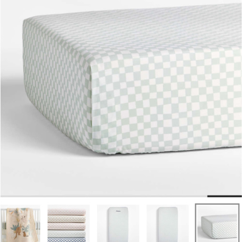 Venice Pale Teal 100% Organic Cotton Baby Crib Fitted Sheet by Leanne Ford