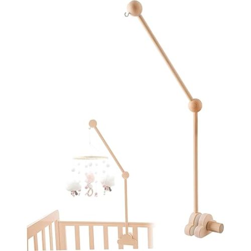 Baby Crib Mobile Arm, Wooden Crib Mobile Holder Baby Mobile Hanger Nursery Mobile Stand Easy Assembly for Crib Nursery Decor Gift (Style B)