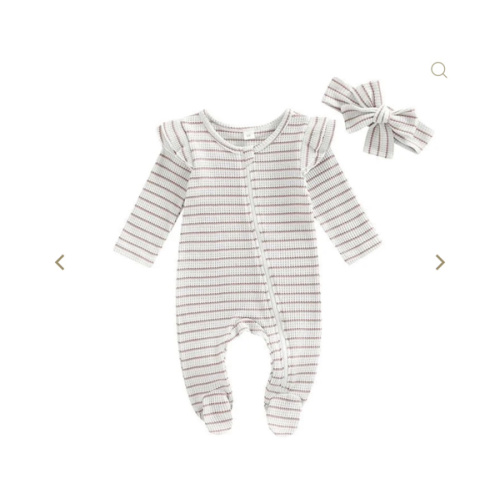 Ruffle Shoulder Striped Footie