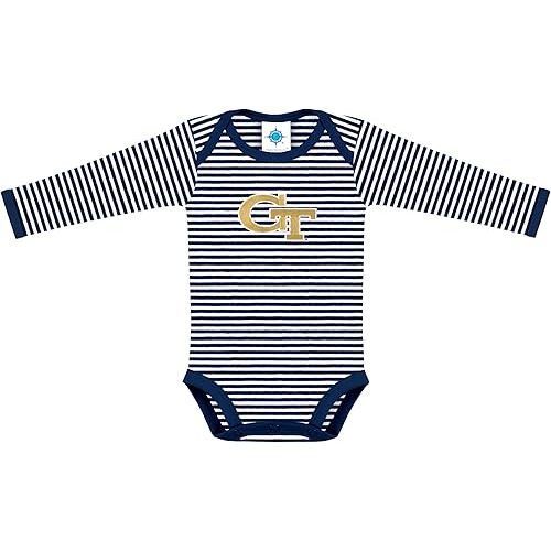 Creative Knitwear College Baby Striped Long Sleeve Bodysuit - Team Logo, Multiple Colors, Unisex (0-12 Months)