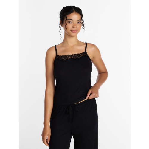 Joyspun Women’s Lace Trim Ribbed Modal Cami, Sizes XS-3X