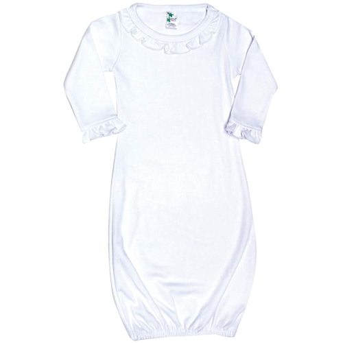 Laughing Giraffe Baby Blank Long Sleeve Ruffle-Trim Sleeper Gown White (0-3 Months -3807)