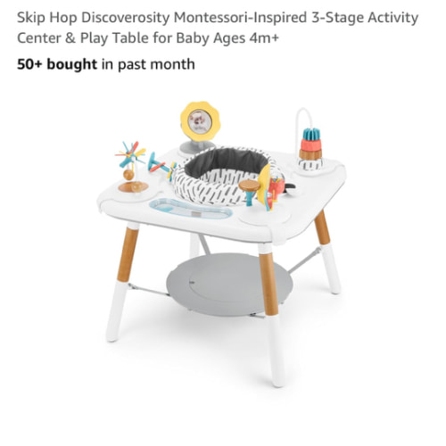 Skip Hop Discoverosity Montessori-Inspired 3-Stage Activity Center & Play Table for Baby Ages 4m+