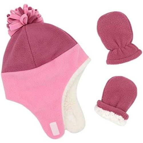 Baby Boy Sherpa Hats and Mittens Set Toddler Gloves Warm Fleece Winter Hat Baby Girl