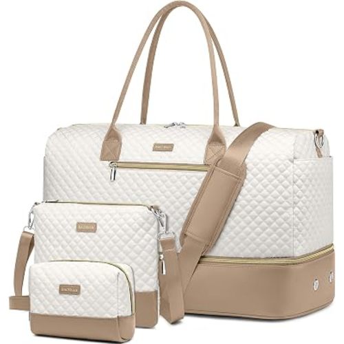 Travel Weekender Carry-on Bags for Women: Duffel Bag with Shoe Compartment