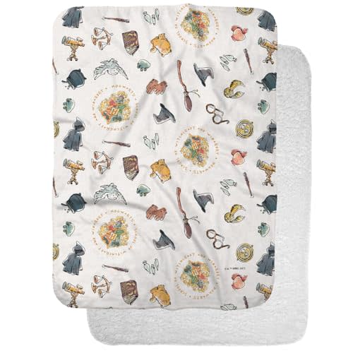 Harry Potter Whimsical Icons Sherpa Baby Blanket, Warm Soft Cozy, Unisex for Infants Girls & Boys 30"X40"