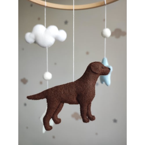 Chocolate Labrador Baby Mobile, Chesapeake Bay Retriever Nursery Decor, Neutral Crib Mobile, Dog Baby Shower Gift
