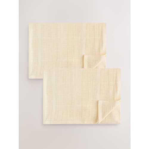2 Pack Yellow Cotton Baby Cellular Blankets