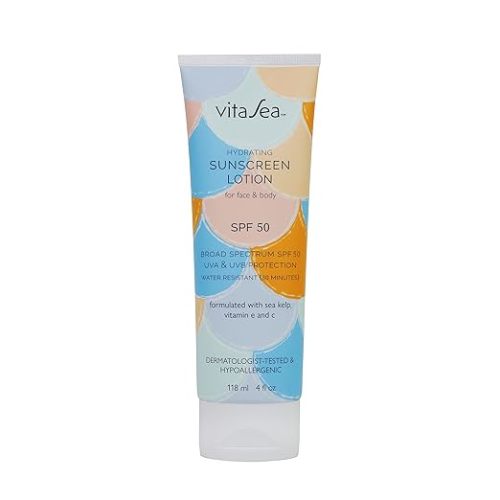 Noodle & Boo VitaSea Hydrating Sunscreen Lotion for Face and Body, Broad Spectrum Reef Friendly Sunscreen SPF 50 |SPF 30, UVA & UVB Protection, Formulated with Sea Kelp, Vitamin E & C, 4 Fl Oz