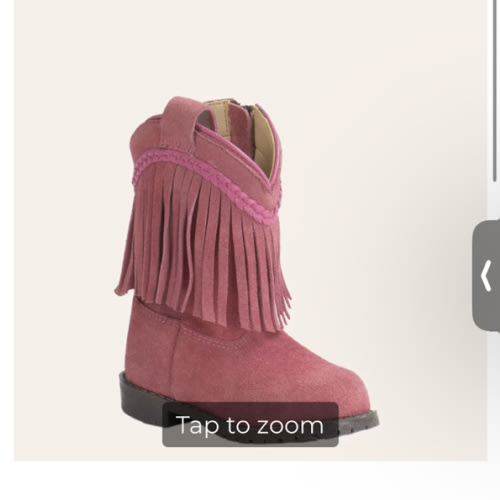Smoky Mountain Toddler Pink Suede with Fringe Round Toe Cowboy Boots