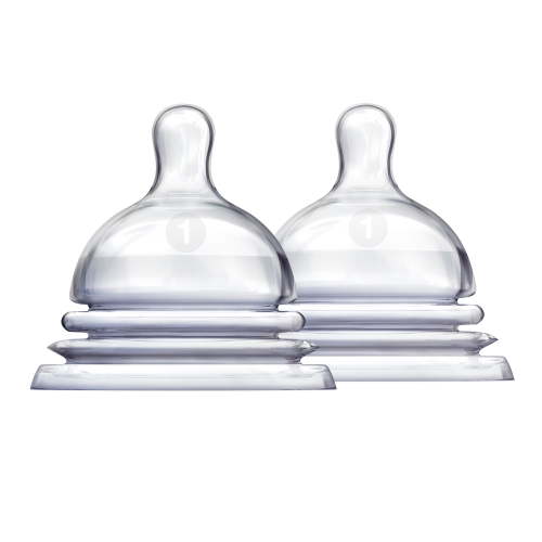 Munchkin LATCH Stage 1 Anti-Colic Baby Bottle Nipple, BPA-Free, Ages 0 Months+, Clear, Unisex, 2 Pack