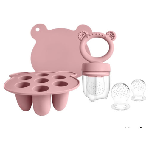 Silicone Baby Food Freezer Tray with Teething Popsicle Molds - Baby Fruit Feeder and Breastmilk Teether Combo