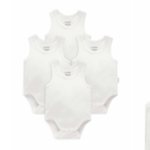 4 Pack Rib Bodysuit - Purebaby