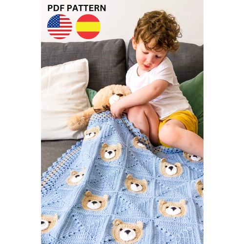 Crochet Teddy Bear Blanket Pattern PDF | Easy Baby Blanket Crochet Tutorial | Cute Teddy Design | Step By Step Baby Gift Crochet Pattern