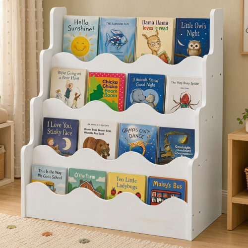 Trinx 4-Cubby Wave Design Bookcase | Wayfair