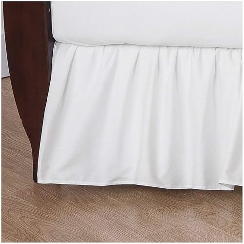 American Baby Company 100% Natural Cotton Percale Ruffled Crib Skirt, White, 52"L x 28"W + 13.5"