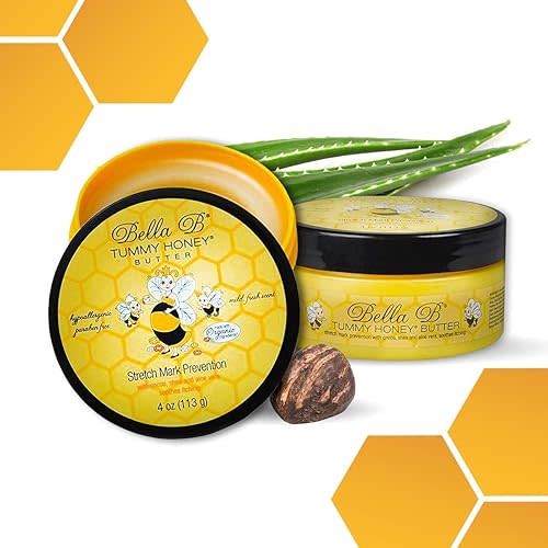 BELLA B Tummy Honey Butter - Lotion for Stretch Mark Treatment & Prevention - Natural Plant Based Formula w/ Cocoa & Shea Butter - Pregnancy Safe Skin Cream (4 Oz 2 Pack, 60 Day Supply)