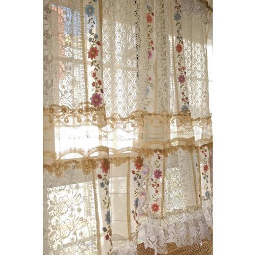 Handmade French Country Lace Curtain, Sheer Patchwork, Custom Available