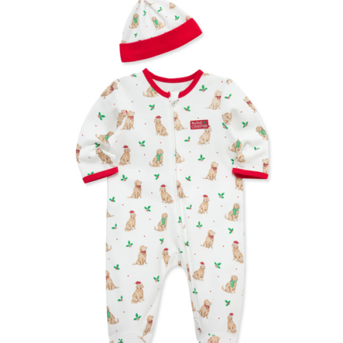 "My First Christmas" Puppy Footie & Hat (NB-9M)