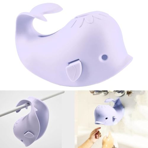 Bath Spout Cover for Bathtub,Baby Shower Protector Cover A Fun Way to Protects Baby from Bumping Head During Bathing Time Cute Soft Whale Design Making for Enjoyable Safe Baths (Lavender)