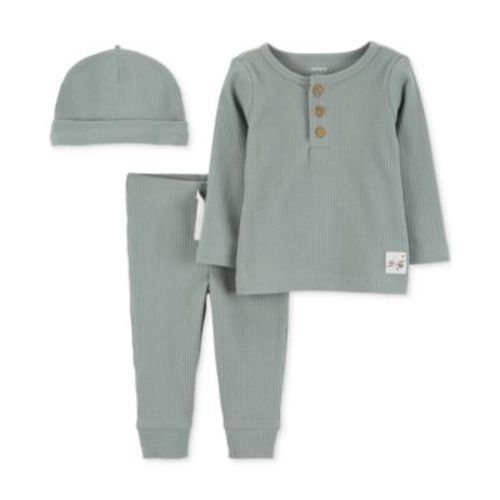 Baby 3-Pc. Ribbed Cap, T-Shirt & Pants Set