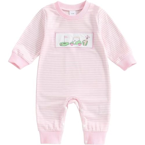 Newborn Baby Boy Girl Golf Clothes Golf Cart Sweatshirt Jumpsuit Fall Winter Romper Outfit