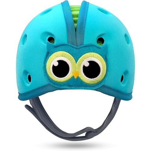 SafeheadBABY Award-Winning Soft Infant Head Protector for Crawling and Walking Expandable Lightweight Baby Safety Helmet 7–24 Months (Head Circ. 40–52 cm) – Owl Blue Green
