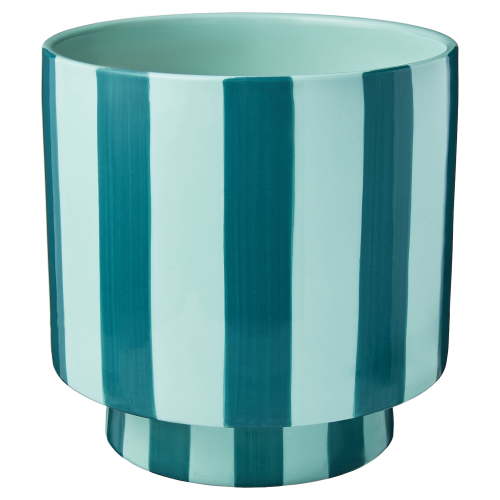 Mainstays Lauren 8.25 inch Round Teal and Aqua Ceramic Planter with Drainage