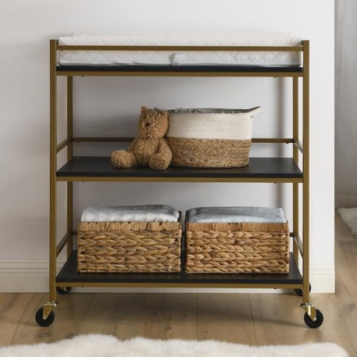 Delta Children Jade Changing Table, Ebony Melamine with Melted Bronze