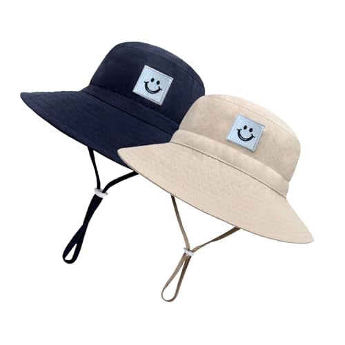 Baby Sun Hat Smile Face Beach Hat Toddler Bucket Hat for Baby Boys and Girls, UPF 50+ Toddler Kids Wide Brim Sun Hats Cap