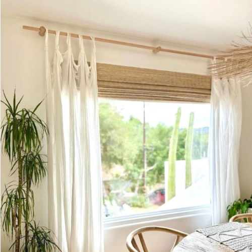 Handmade Ash Curtain Pole with Brackets: Minimalist Window Hardware