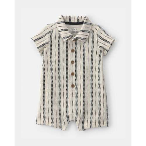Baby Boy Striped Short-Sleeve Romper - Black/Ivory | Carter's