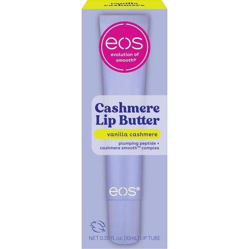 eos Cashmere Lip Butter - Vanilla Cashmere, Plumping Peptides, Smoothing, eos Lip Butter, Shea Butter, Lip Mask, Lip Moisturizer, Soft Lips, 0.35 fl oz