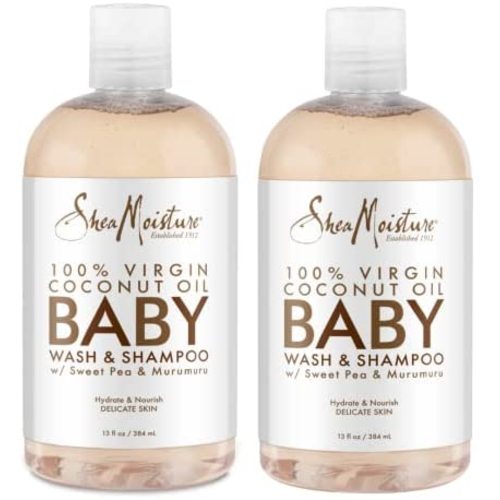 Shea Moisture Baby Essentials, 100% Virgin Coconut Oil Baby Body Wash & Shampoo, Skin Care for Newborn Baby and Kids, Pack of 2-13 Fl Oz