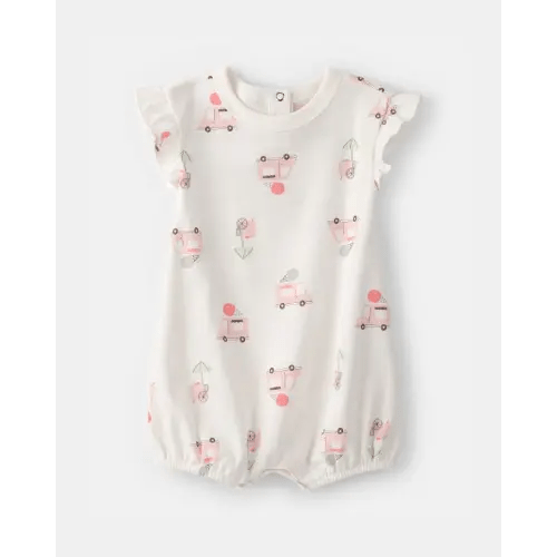 Baby Girl Ice Cream Truck Short-Sleeve Romper - White | Carter's