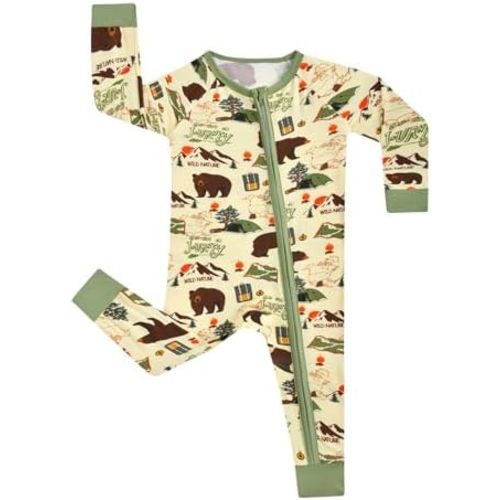 MOSSRIVER Bamboo Viscose Baby Long Sleeve Romper, Cute Pumpkin Prints Zipper Footless Jumpsuit, Toddler One-Piece Outfits