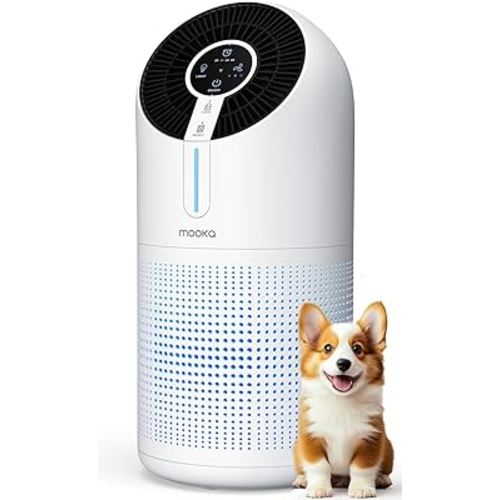 MOOKA Air Purifiers for Home Large Room up to 1095ft², H13 HEPA Filter Air Cleaner for Pets Bedroom Remove Smoke Dust Pollens Dander, Room Air Purifier with Timer Lock 4 Modes Night Light, M02