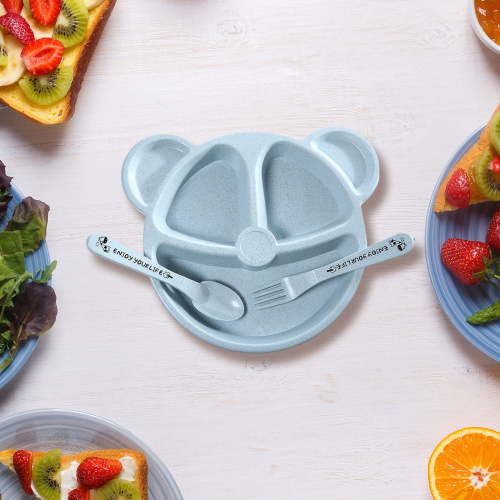 RKSTN Plates Pacifier Grade Baby Dinner Children's Suction Cup Bowl Complementary Compartment Dinner One Eating Tableware Plastic Plates