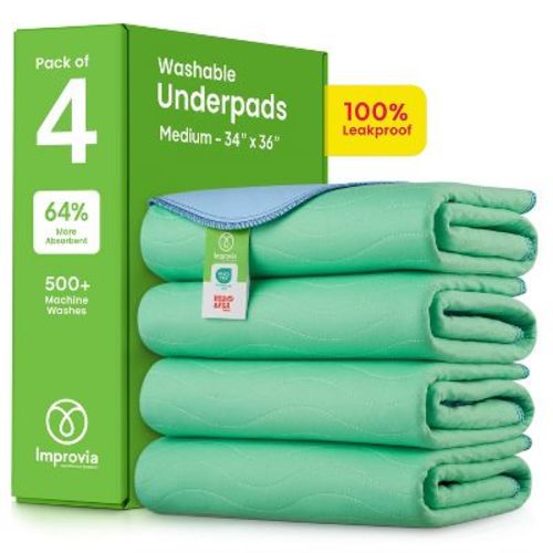 IMPROVIA® Washable Underpads, Heavy Absorbency Bedwetting Incontinence Pads for Kids, Adults, & Pets - Waterproof Pad for Bed, Couch, Sofa, Floor