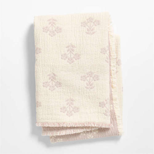 Flora Floral Matelasse Sunset Purple Organic Cotton Baby Stroller Blanket