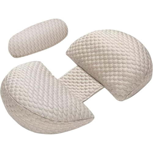 SHANNA Pregnancy Pillows Wedge Maternity Pillow Adjustable Full Body Support Pillow for Back Legs Belly HIPS(Bamboo Khaki)