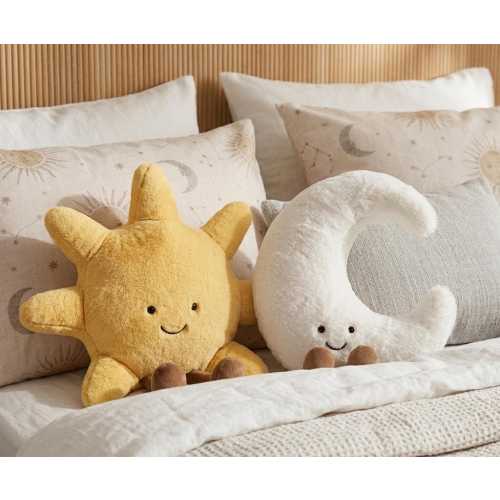 Smiling Sun Moon Plush Pillow – Cute Celestial Stuffed Toy for Cozy Room Decor