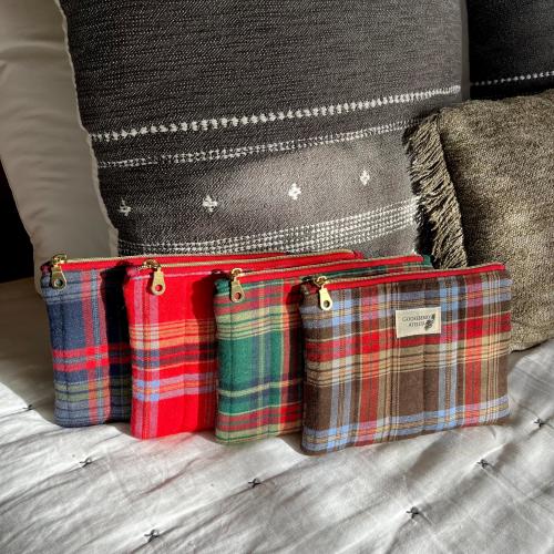 Handmade Quilted Flannel Makeup Bag, Everyday Zip Pouch