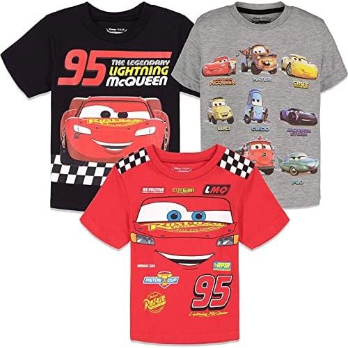 Disney Pixar Cars Tow Mater Lightning McQueen 3 Pack T-Shirts Infant to Big Kid