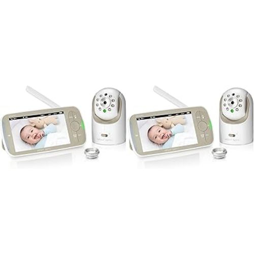 Infant Optics DXR-8 PRO Video Baby Monitor, 720P HD Resolution 5" Display, Patented A.N.R. (Active Noise Reduction), No WiFi, Pan Tilt Zoom, and Interchangeable Lenses (Pack of 2)