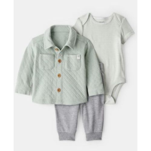 Baby Boys' Quilted Jacket, Bodysuit and Pants, 3-Piece Set