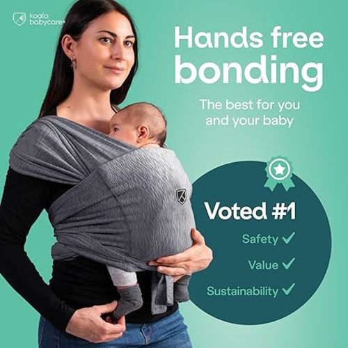 Koala Babycare Baby Carrier Wrap, Easy to Wear As a T-Shirt - Original Baby Carrier Newborn to Toddler - Sling One Size Fits All - Baby Wraps Carrier Up to 22lbs