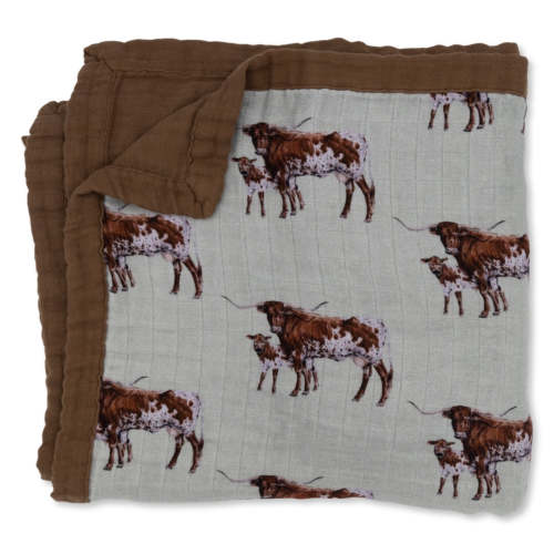 Sagebrush Longhorn Bamboo Muslin Blanket – Cowkid Clothing Company