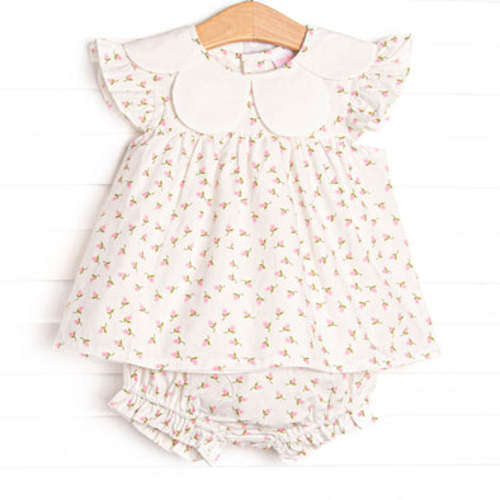 Rosey Rosebuds Diaper Set, White – Stitchy Fish